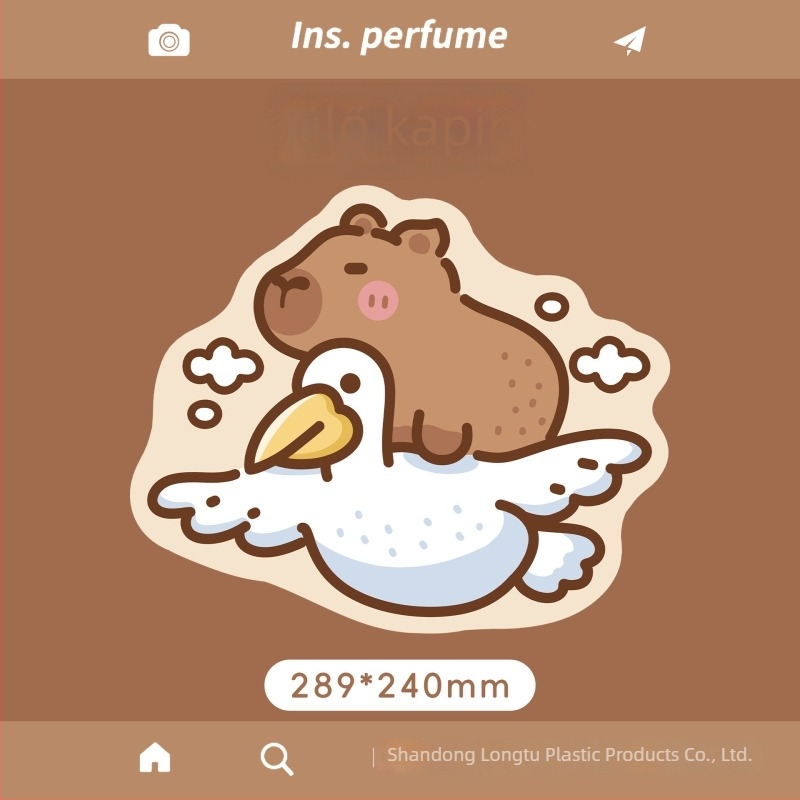 Capybara alakú egérpad iroda- és játékhoz; bőr és gumi felület; karikatúra dizájn; csúszásmentes alap.