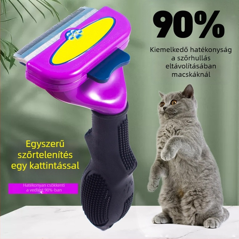 TYRONE Tűs hajkefe macskáknak és kutyáknak — rozsdamentes acél, eszköz ápolásra a háziállatok számára, laza szőr eltávolítása
