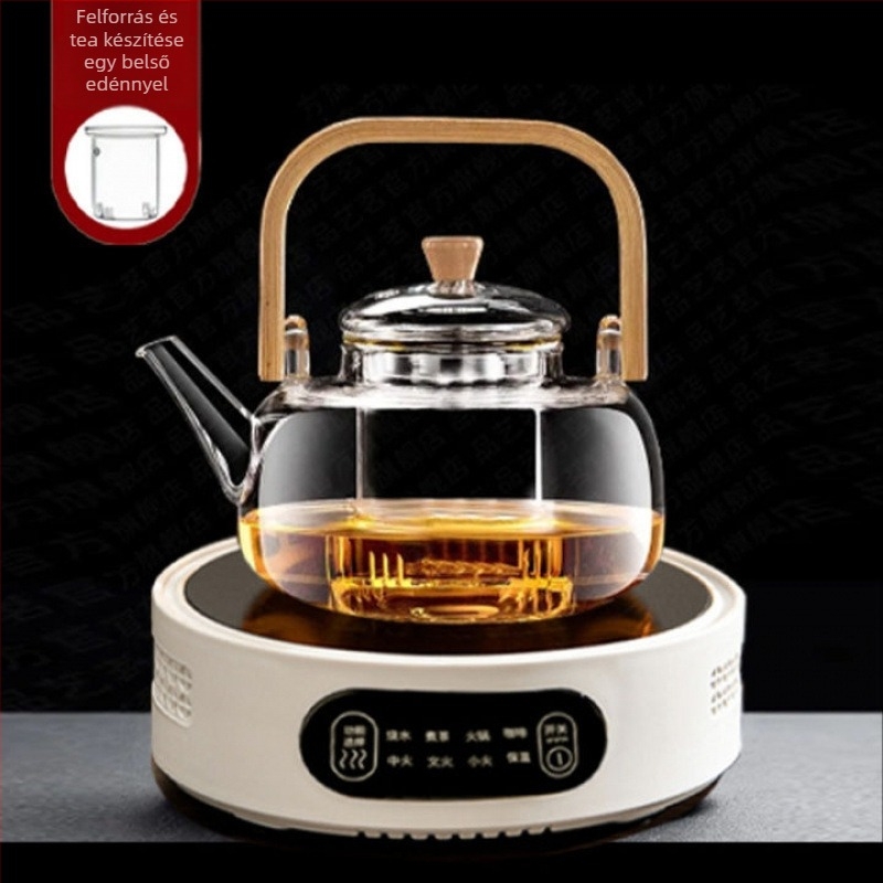Üvegből készült teáskanna, magas hőállóságú, kapacitás 4 L vagy több, 380 V / 1000 W, számítógépes vezérlés
