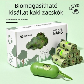 Biodegradálható kutyaürülék zacskók gyűjtőeszközzel, macskaürülék gyűjtő, háziállati hulladék lebomló zacskók – roló típusú, PE