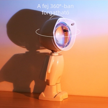 Robot naplemente lámpa űrhajós hangulattal, világítás fotózáshoz, beépített akkumulátor, asztali szerelés