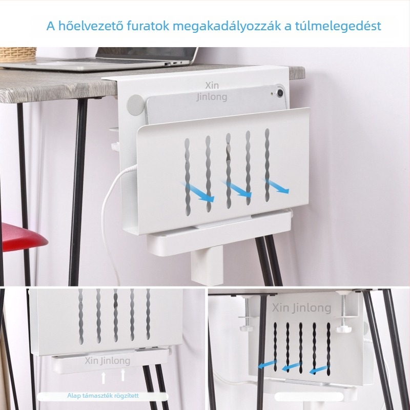 Gravitációs asztali állvány laptophoz, tabletához és telefonhoz, többfunkciós tárolóval és hűtő alappal