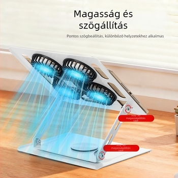 Laptop állvány – acélból készült forgó, magasságállítás, hűtés, hordozható, univerzális modell 906 (kábel 40 cm, 1,3 kg)