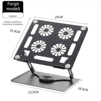 Laptop állvány – acélból készült forgó, magasságállítás, hűtés, hordozható, univerzális modell 906 (kábel 40 cm, 1,3 kg)