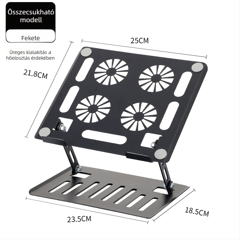 Laptop állvány – acélból készült forgó, magasságállítás, hűtés, hordozható, univerzális modell 906 (kábel 40 cm, 1,3 kg)