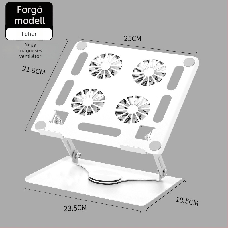 Laptop állvány – acélból készült forgó, magasságállítás, hűtés, hordozható, univerzális modell 906 (kábel 40 cm, 1,3 kg)