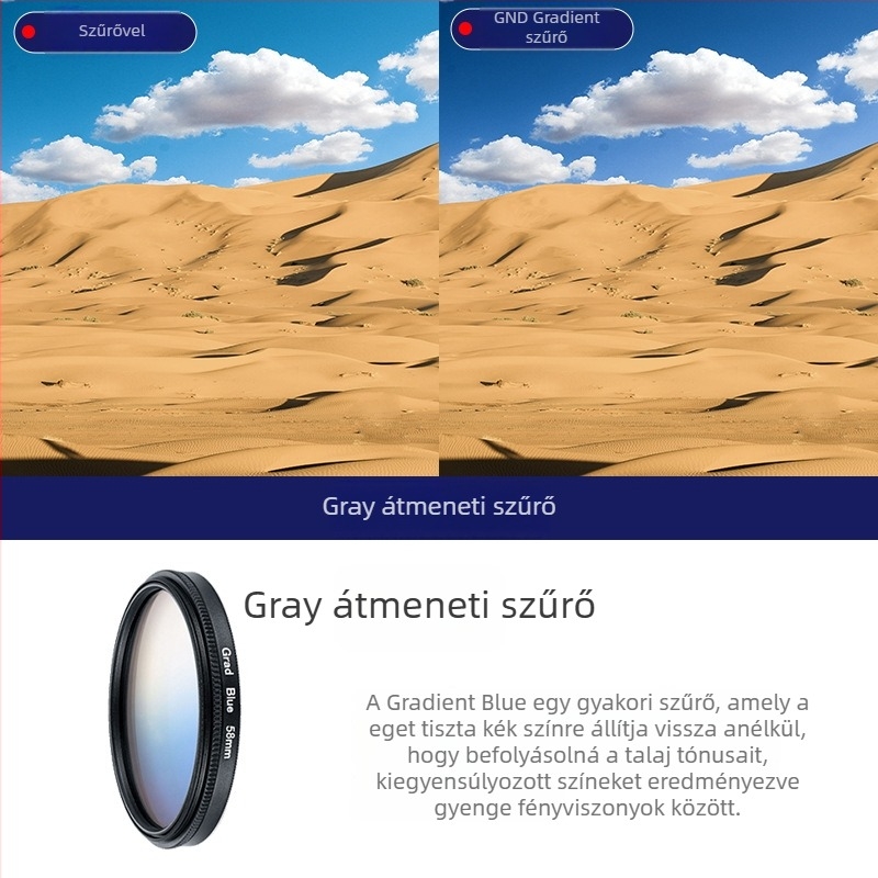 5-1 gradient színszűrő készlet SLR fényképezőgéphez, univerzális csatlakozás, tartalmaz 3 tisztító kendőt, OEM feldolgozás