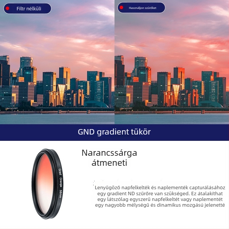 5-1 gradient színszűrő készlet SLR fényképezőgéphez, univerzális csatlakozás, tartalmaz 3 tisztító kendőt, OEM feldolgozás