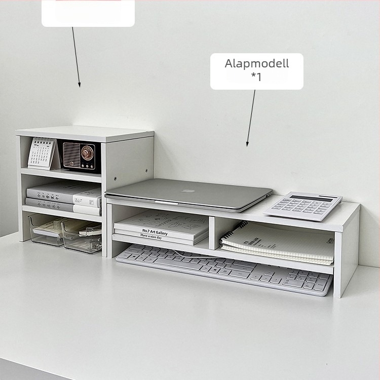 Többcélú asztali tároló laptophoz és monitorhoz – mozgatható, nedvességálló, lyukmentes, fa/bambusz anyag, egy réteg