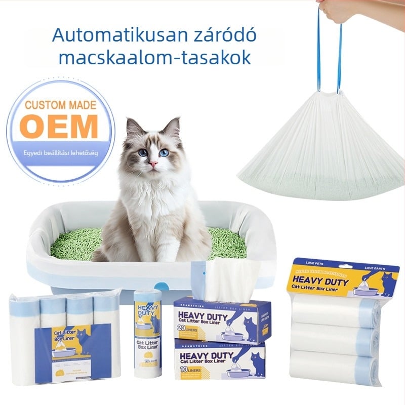HDPE vastagfalú hordozható macskaalom-zsák