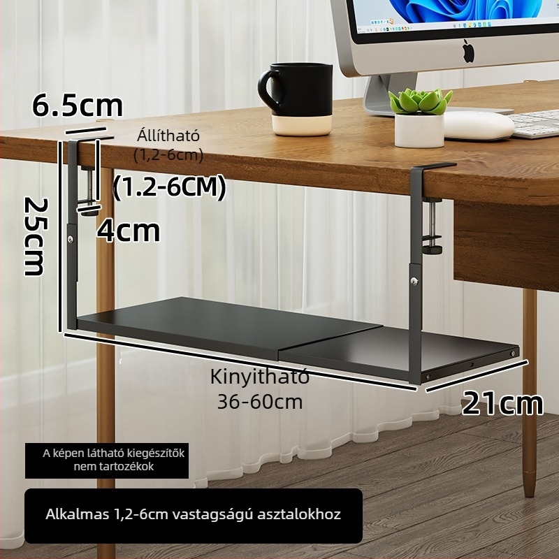 Íróasztal alatti kábelrendező, fém, egyszintes, fúrás nélküli szerelés, asztali kábelezéshez