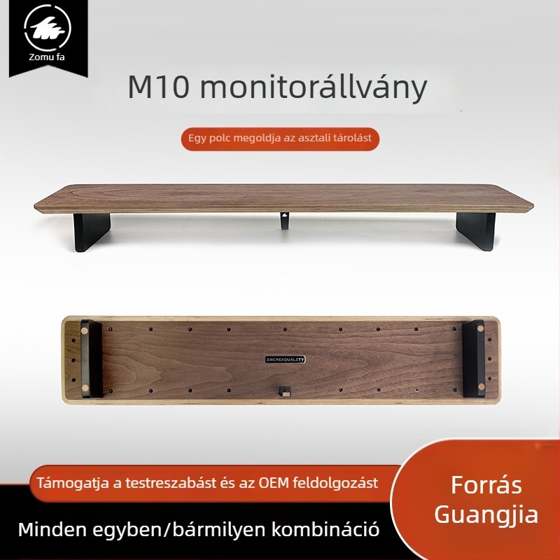 M10 Fekete diófa tömörfa monitoremelő, többszintű, moduláris tárolópolccal