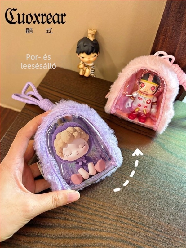 Átlátszó plüss tárolótáska, mini aranyos pénztárca, vászon fülhallgató tartó, akasztóval