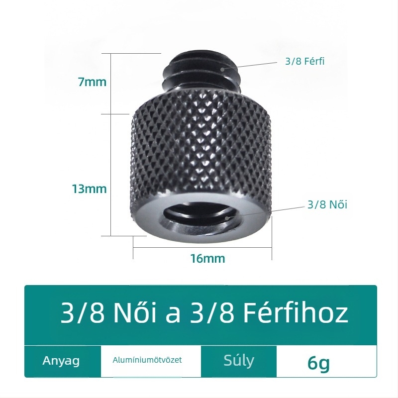 Kamera csavar, 1/4-es átalakító, alumíniumötvözet, terhelhetőség 2–5 kg, súly 0,0084 kg