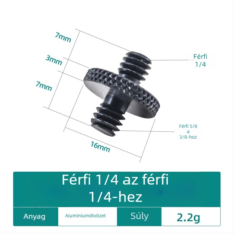 Kamera csavar, 1/4-es átalakító, alumíniumötvözet, terhelhetőség 2–5 kg, súly 0,0084 kg