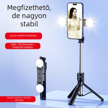 Z115 Selfie bot, 1,2 m hosszabbítás, Bluetooth távirányító, LED világítás, EIS támogatás