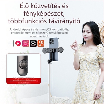 Z115 Selfie bot, 1,2 m hosszabbítás, Bluetooth távirányító, LED világítás, EIS támogatás