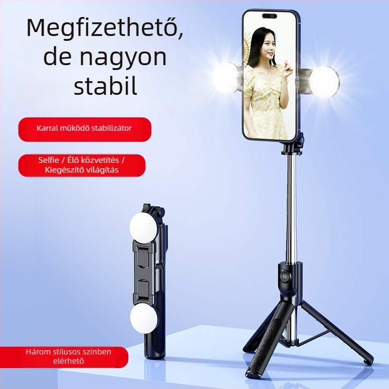 Z115 Selfie bot, 1,2 m hosszabbítás, Bluetooth távirányító, LED világítás, EIS támogatás