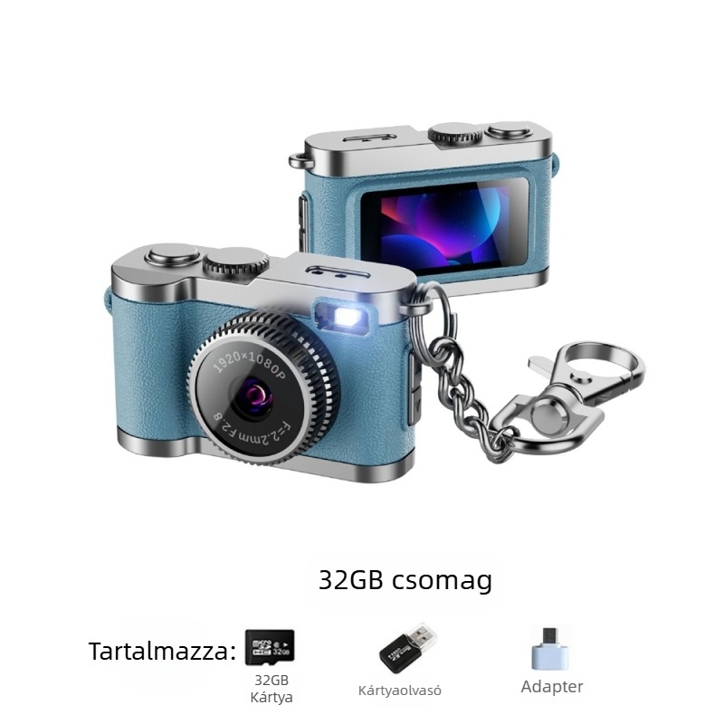 Mini ujjkamera medál hátizsákhoz (0,96-inch IPS színkijelző, 12–20MP felbontás, TF-kártya, Modell G2, 1–3 óra üzemidő)