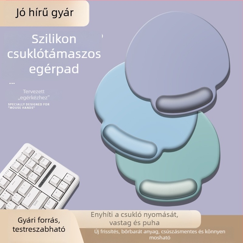 Ergonomikus csuklóvédő egérpad memóriahab és szilikon bevonattal, ergonikus számítógép‑irodai kiegészítő