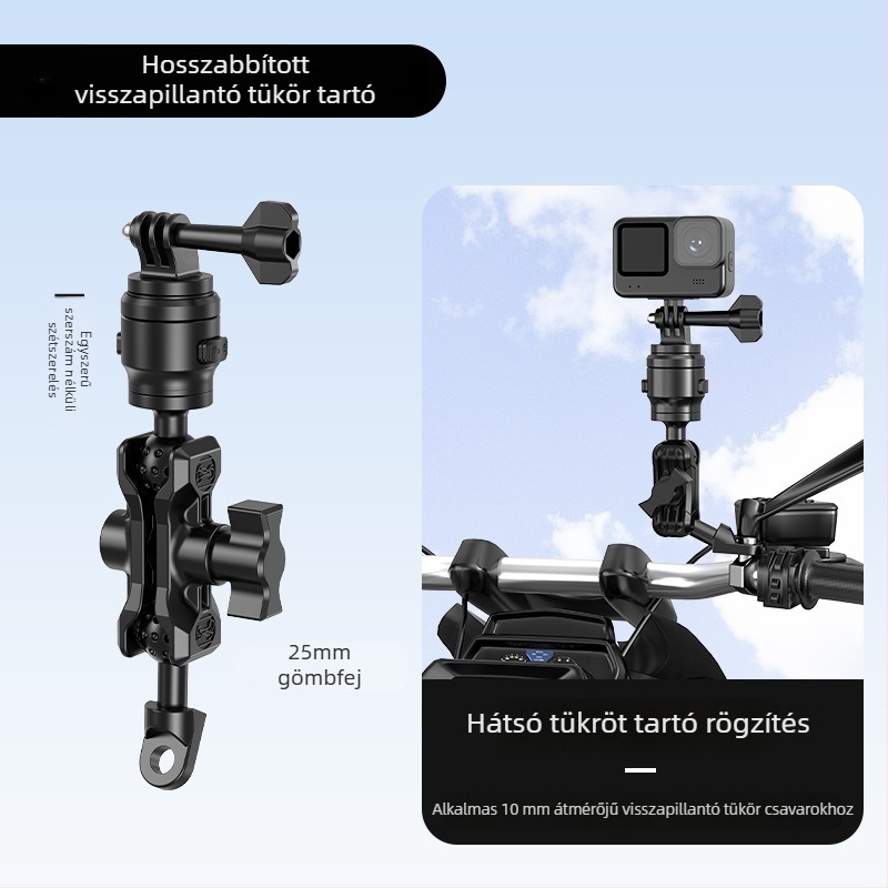 Motorkerékpárhoz való telefon-tartó 25 mm golyófej-adapterrel – LL8-1, alumínium-nylon ötvözet, egyetlen kattintásos gyorskioldó