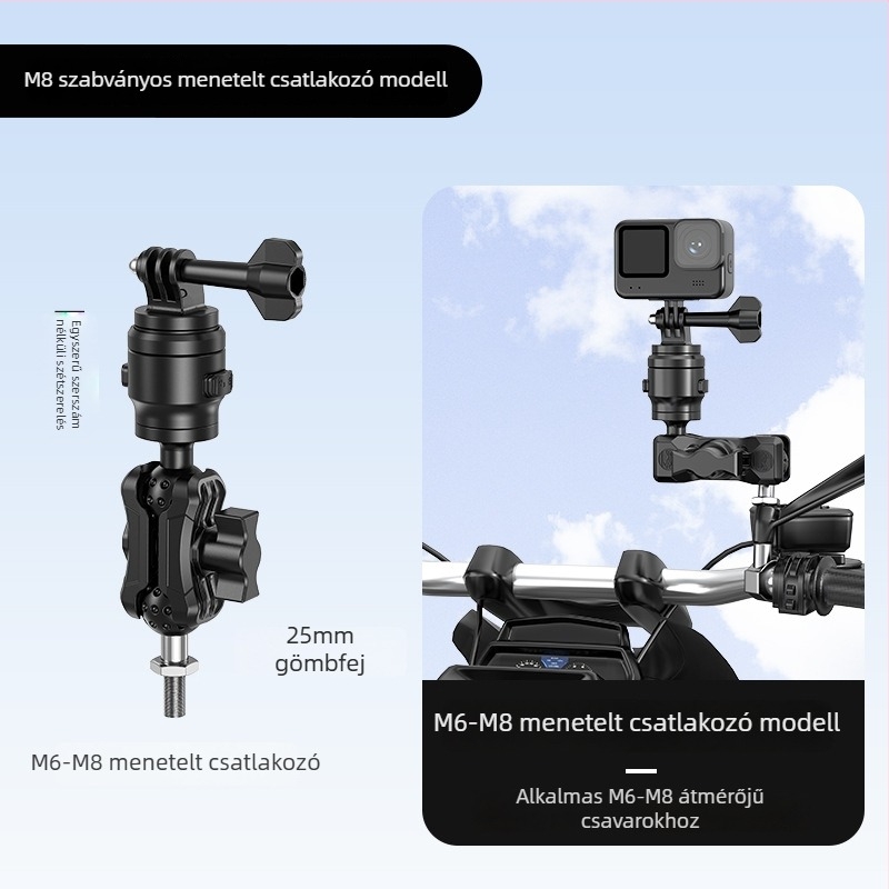 Motorkerékpárhoz való telefon-tartó 25 mm golyófej-adapterrel – LL8-1, alumínium-nylon ötvözet, egyetlen kattintásos gyorskioldó