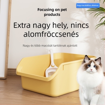 Berry Macskaalom tálca, Extra nagy méret, Félig zárt kialakítás, Anti-szórás, Homokkal együtt, Kismacskák számára