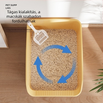 Berry Macskaalom tálca, Extra nagy méret, Félig zárt kialakítás, Anti-szórás, Homokkal együtt, Kismacskák számára
