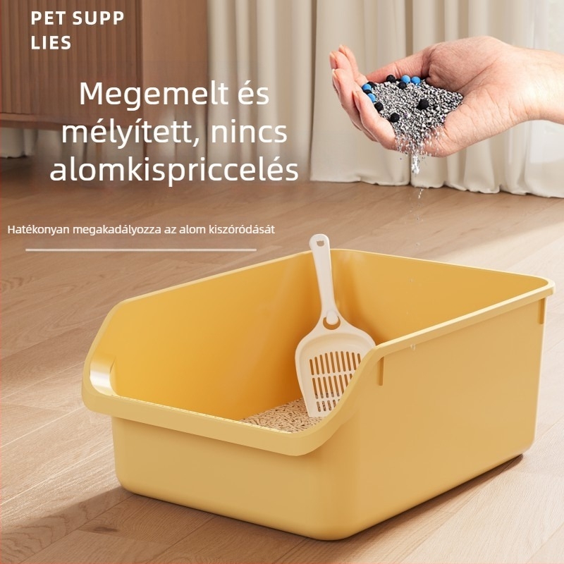 Berry Macskaalom tálca, Extra nagy méret, Félig zárt kialakítás, Anti-szórás, Homokkal együtt, Kismacskák számára