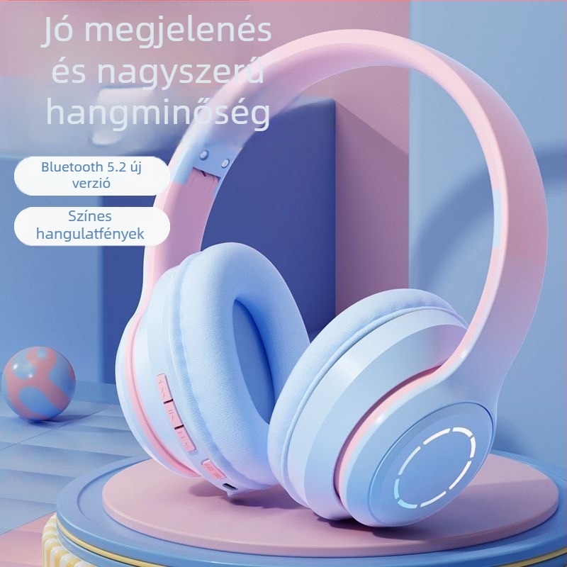 Fejre rögzíthető Bluetooth fejhallgató, 2025-ös modell, stílusos, vezeték nélküli, lányoknak, fényképezéshez és zenéhez