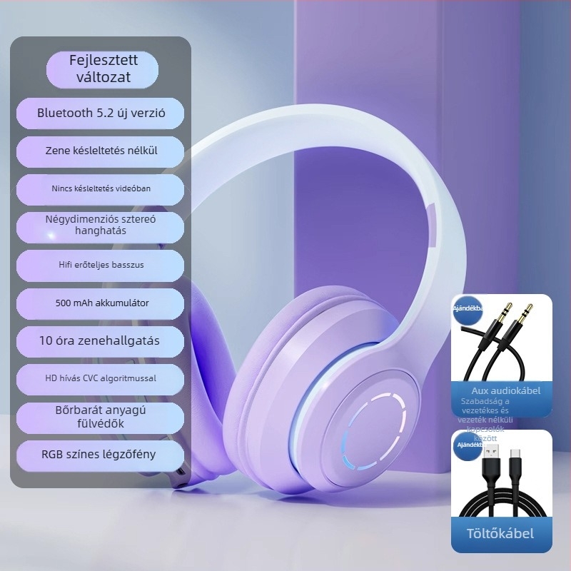 Fejre rögzíthető Bluetooth fejhallgató, 2025-ös modell, stílusos, vezeték nélküli, lányoknak, fényképezéshez és zenéhez