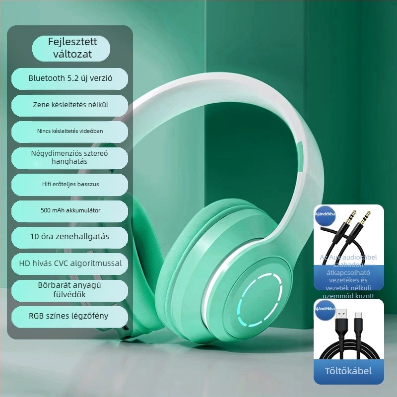 Fejre rögzíthető Bluetooth fejhallgató, 2025-ös modell, stílusos, vezeték nélküli, lányoknak, fényképezéshez és zenéhez