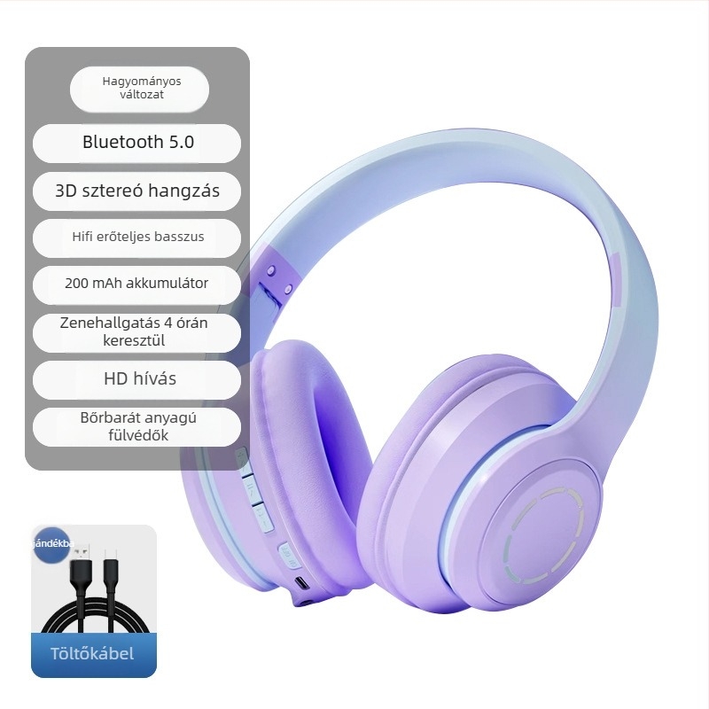 Fejre rögzíthető Bluetooth fejhallgató, 2025-ös modell, stílusos, vezeték nélküli, lányoknak, fényképezéshez és zenéhez