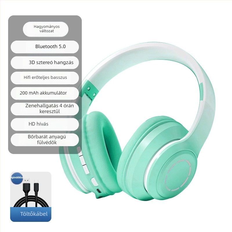 Fejre rögzíthető Bluetooth fejhallgató, 2025-ös modell, stílusos, vezeték nélküli, lányoknak, fényképezéshez és zenéhez