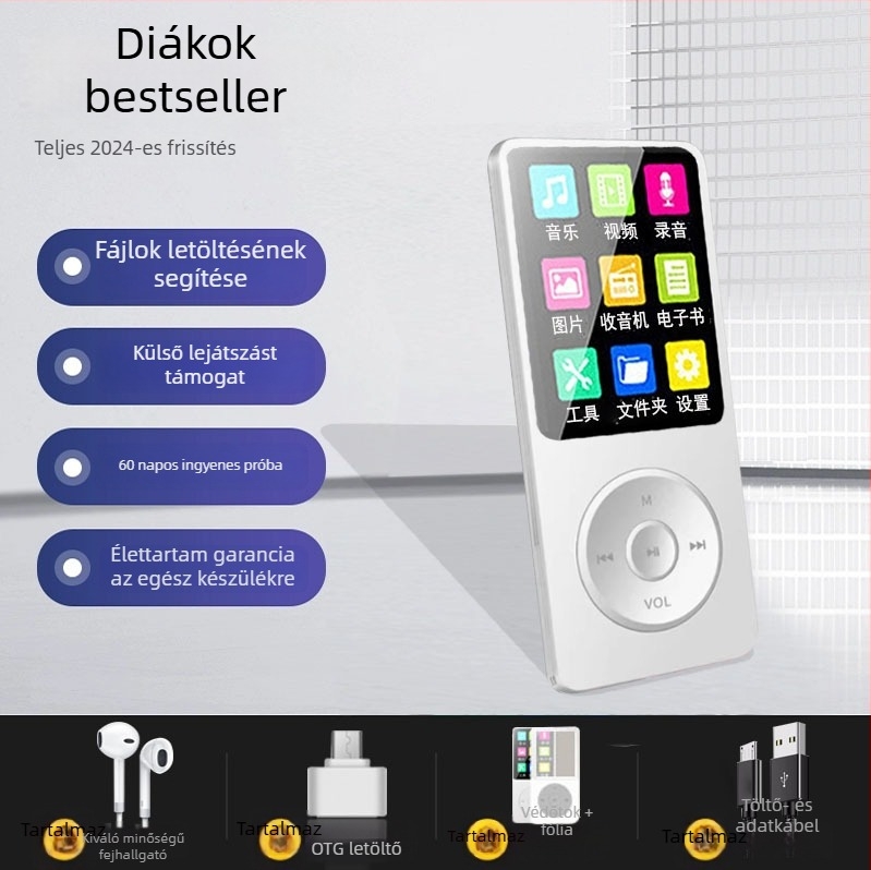 Diákverzió MP3/MP4/MP5 kártyás kompakt hordozható zenelejátszó külső hangszóróval