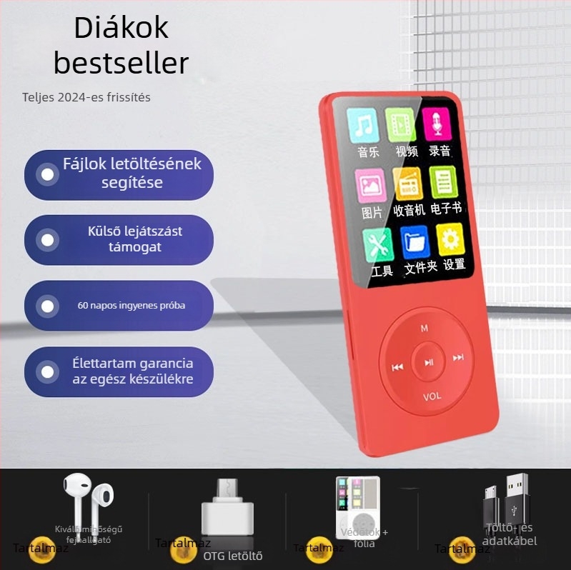 Diákverzió MP3/MP4/MP5 kártyás kompakt hordozható zenelejátszó külső hangszóróval