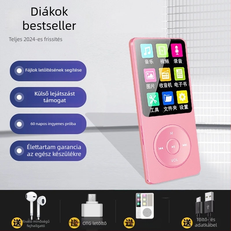 Diákverzió MP3/MP4/MP5 kártyás kompakt hordozható zenelejátszó külső hangszóróval