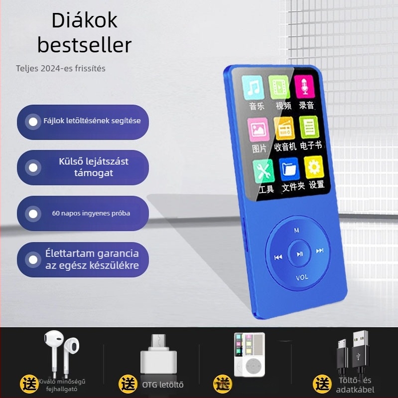 Diákverzió MP3/MP4/MP5 kártyás kompakt hordozható zenelejátszó külső hangszóróval