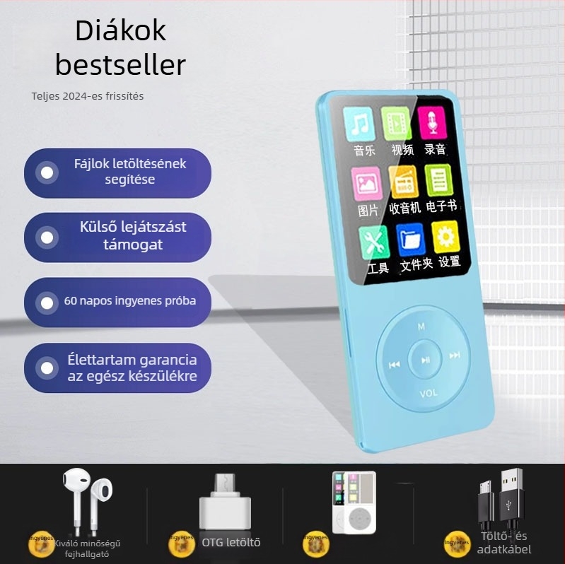 Diákverzió MP3/MP4/MP5 kártyás kompakt hordozható zenelejátszó külső hangszóróval
