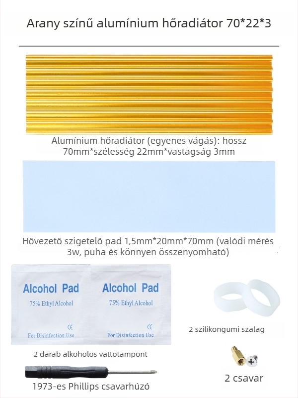 M.2 SSD hűtő 2280, alumínium, merevlemezekhez, notebook és asztali számítógépekhez