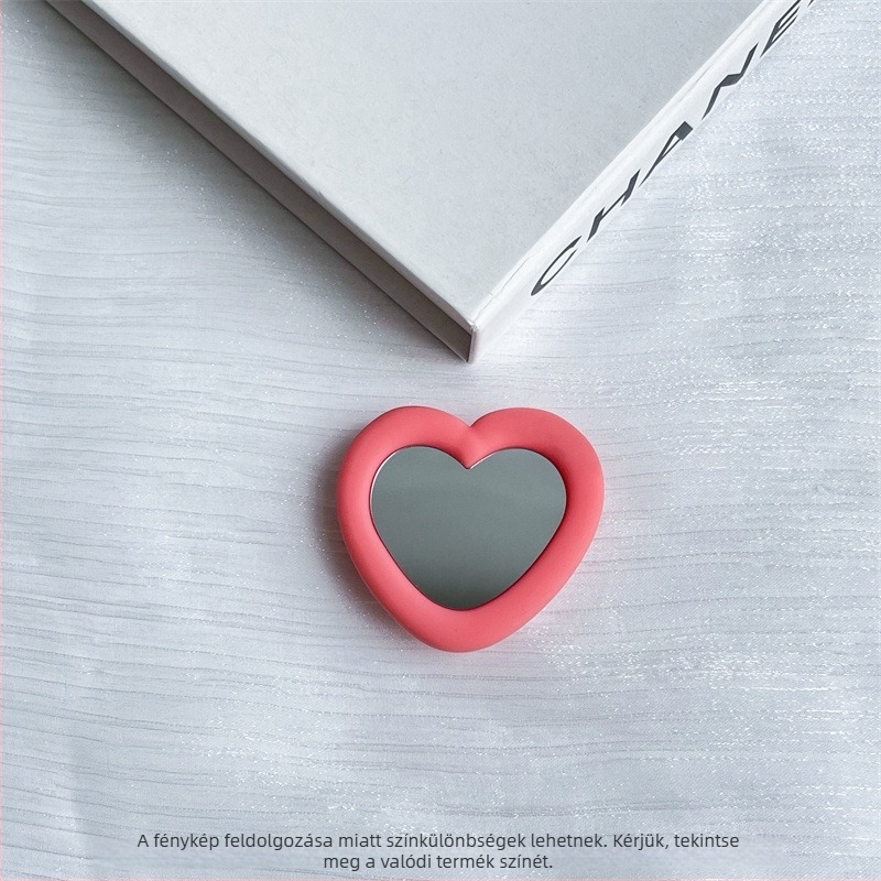 Szív alakú szilikon tükörrel ellátott asztali tartó, snap-on, univerzálisan kompatibil mobiltelefonokhoz, modell 01