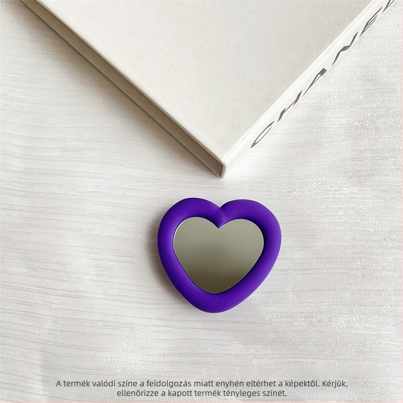 Szív alakú szilikon tükörrel ellátott asztali tartó, snap-on, univerzálisan kompatibil mobiltelefonokhoz, modell 01