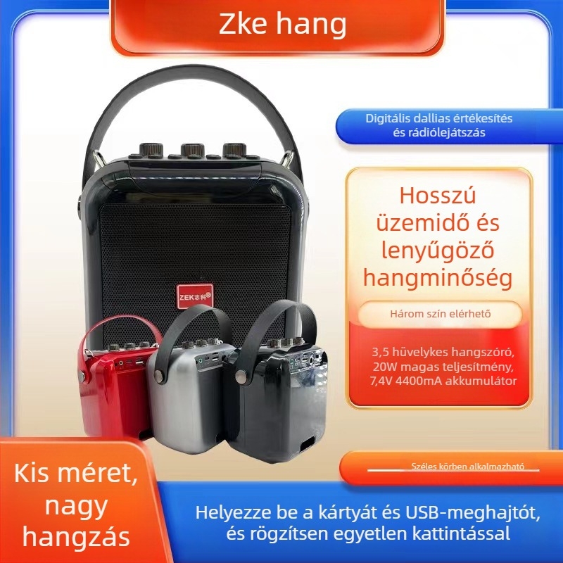 Zhike K92 hordozható Bluetooth karaoké hangszóró, 15 W, Bluetooth 5.0, beépített 4000–6000 mAh akkumulátor, 100 Hz–20 kHz frekvencia-válasz, SNR ≥70 dB