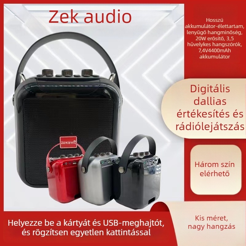 Zhike K92 hordozható Bluetooth karaoké hangszóró, 15 W, Bluetooth 5.0, beépített 4000–6000 mAh akkumulátor, 100 Hz–20 kHz frekvencia-válasz, SNR ≥70 dB