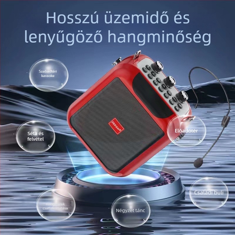 Zhike K92 hordozható Bluetooth karaoké hangszóró, 15 W, Bluetooth 5.0, beépített 4000–6000 mAh akkumulátor, 100 Hz–20 kHz frekvencia-válasz, SNR ≥70 dB