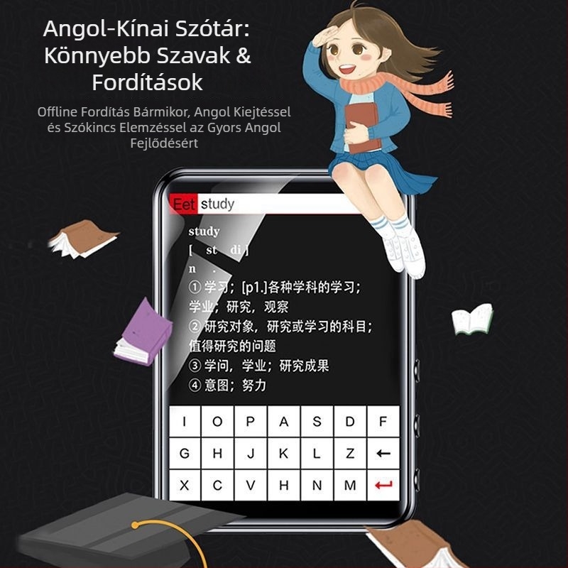 MP4/MP3 Zenelejátszó érintőképernyővel és Bluetooth-kapcsolattal — ultra vékony, regényolvasáshoz