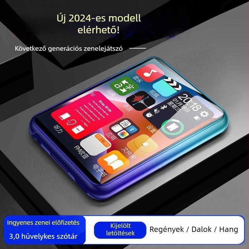 MP4/MP3 Zenelejátszó érintőképernyővel és Bluetooth-kapcsolattal — ultra vékony, regényolvasáshoz