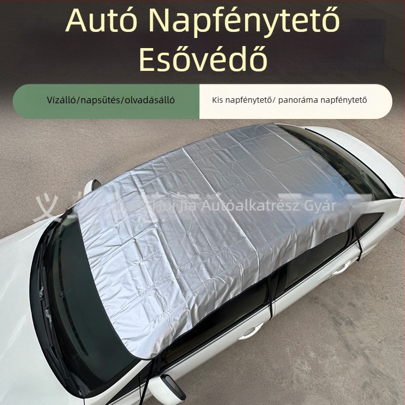 Autó panorámás napvédő sáv esővédő és hőszigeteléssel — Anyag: alumínium fóliával tömött pamut; Univerzális modell; Szerelés fedett
