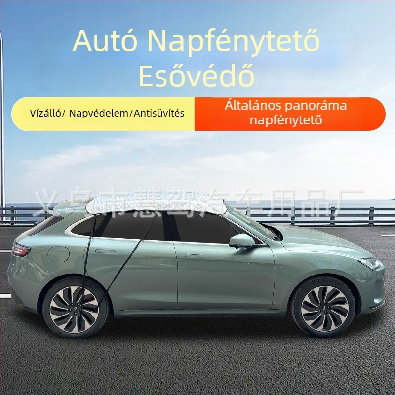 Autó panorámás napvédő sáv esővédő és hőszigeteléssel — Anyag: alumínium fóliával tömött pamut; Univerzális modell; Szerelés fedett