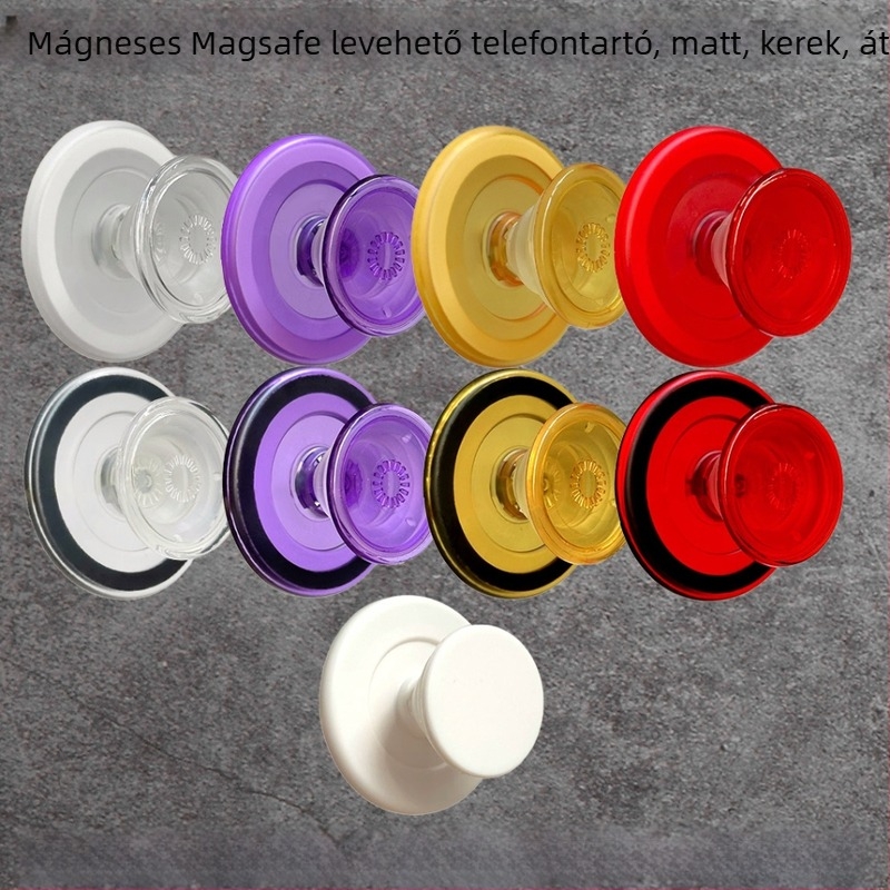 Snap-on MagSafe mágneses telefon-tartó, kerek matt lemez, átlátszó PC, leválasztható, univerzális